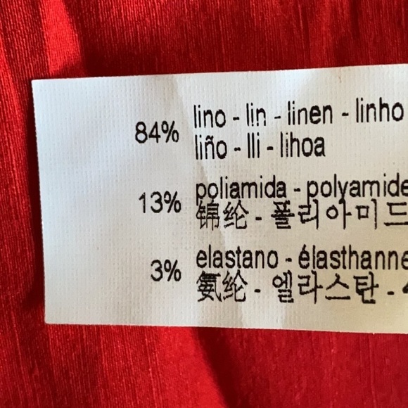 NWT. Zara Red Draped Linen Blend Mini V-neckline Dress. Size L. - Picture 6 of 7